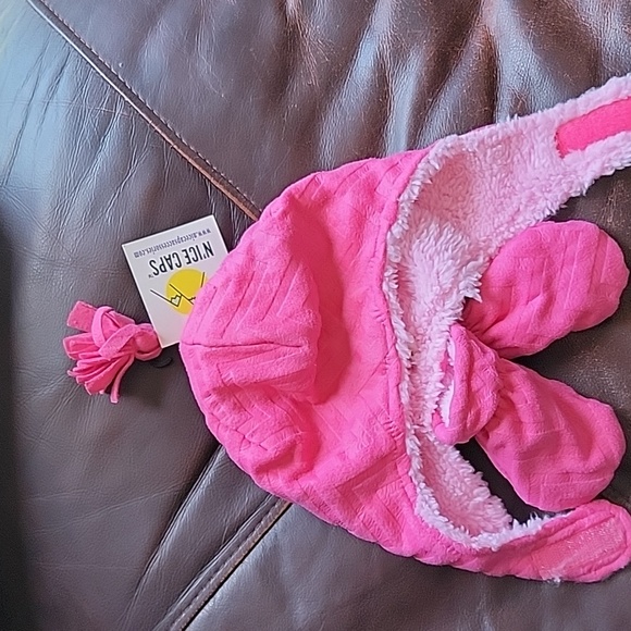 N'Ice Caps NWT Infant Snow Cap with Matching Mittens Pink - Picture 2 of 3